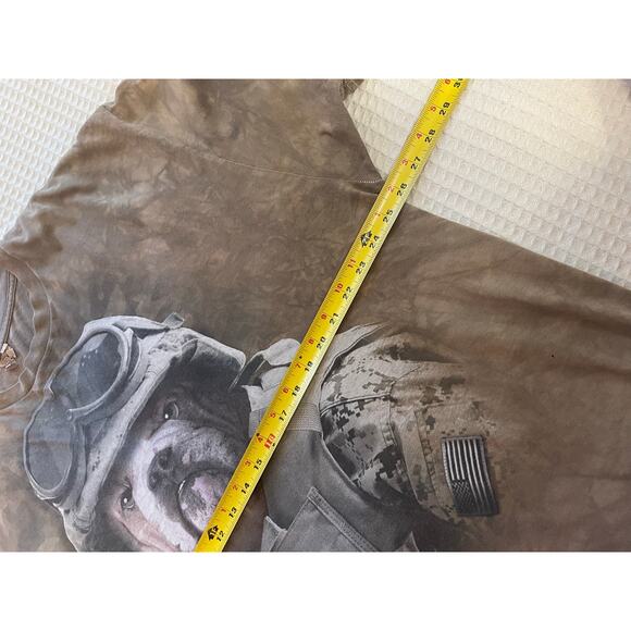 The Mountain Mens Cotton Y2K Green Tie Dye Bull Dog Army Graphic Tee Size 2XL - Picture 7 of 14